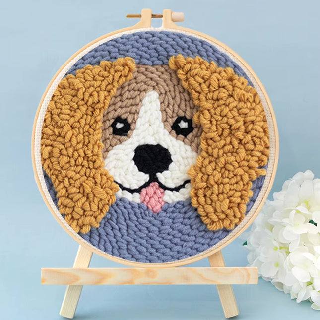 Animal Punch Needle Embroidery Set for Beginners Lovely Dog Punch Needle Poke DIY Needlework Wool Sewing Kit Home Decor
