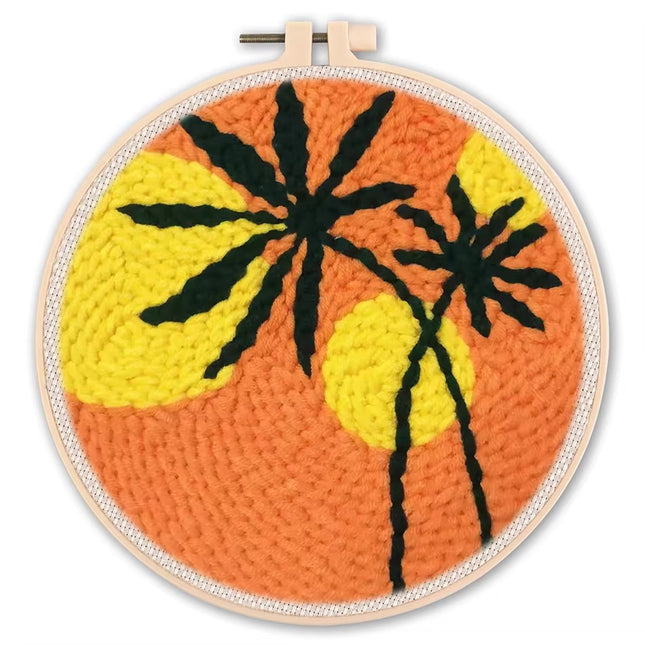 Diy Punch Needle Embroidery Starter Kits For Beginner Leaves Pattern Funny Easy Yarn Painting Arts DIY Needlework Set Sewing Kit