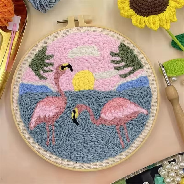 punch needle embroidery Cartoon Cute Animals Package Diy Set Punch Needle Kit Sewing Diy Punch Needle Poke Embroidery Handmade
