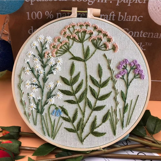 European Style Needle Punch Embroidery Kits Embroidery Hoop Stitch Practice Needle Thread DIY Crafts Ornament Sewing Accessories