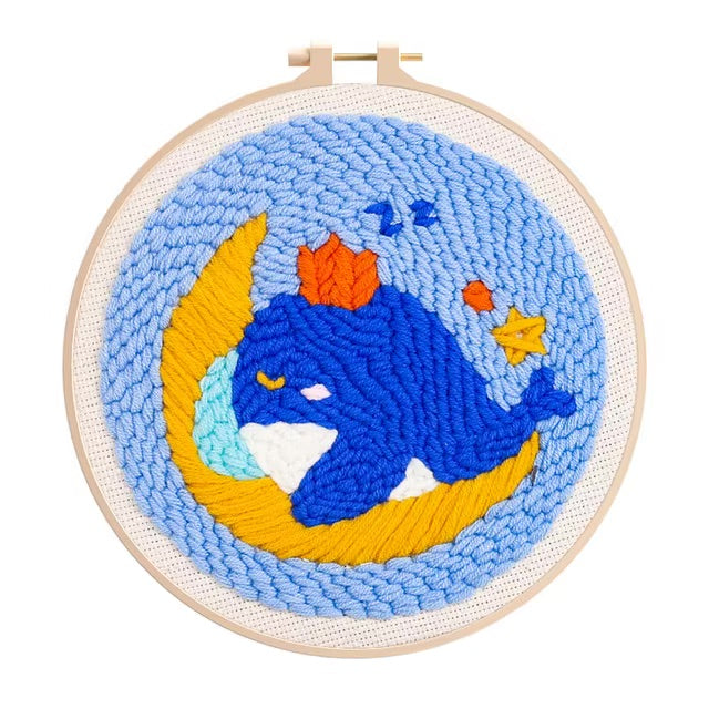 CHENISTORY Punch Needle Embroidery Kit Cartoon Cute Animals Package Diy Crafts Sewing Embroidery Poke Handmade DIY Craft