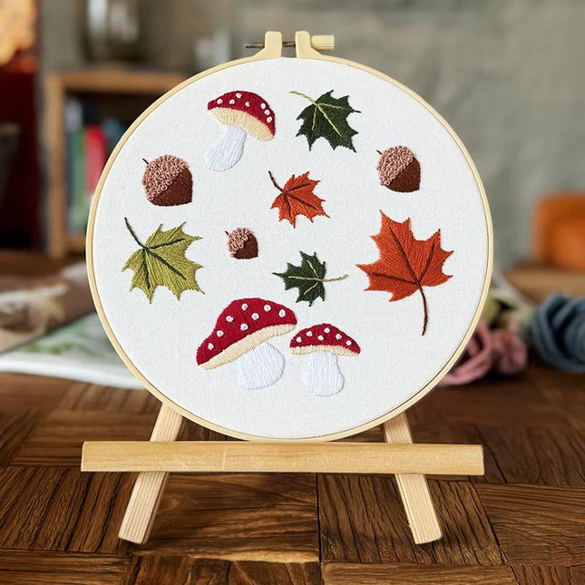 Simple Flower for Teenager Embroidery Kit with Thread, CN EN Instruction,Stamped Cloth,Needles DIY Gift for Student