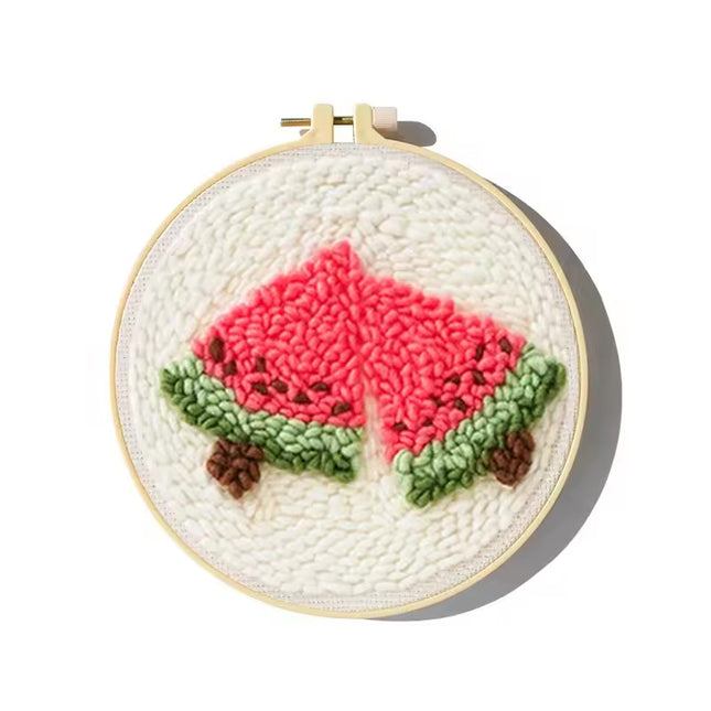 DIY Punch Needle Embroidery Kit with Yarn Food Pattern Starter Kit Magic Tufting Set Poking Cross Stitch Handwork Needlework
