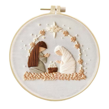 Jesus Embroidery Kit for Beginner with Stamped Cloth Needle EN instructions Thread for Eid al-Fitr  Gift DIY