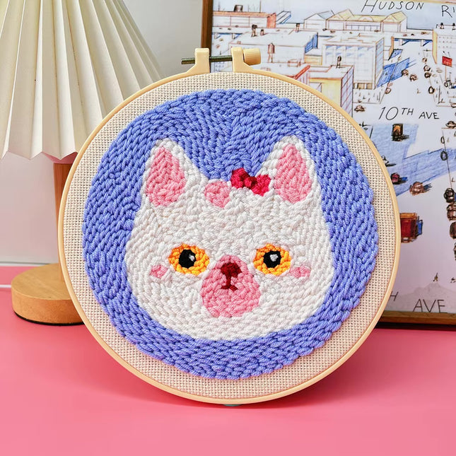 Punch Needle Embroidery Starter Kit Punch Needle Kits Animal Cat Pattern Embroidery Pen For Adults Kids Beginner Gift Home Decor