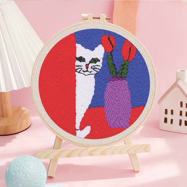 Punch Needle Paintings For Adult Embroidery Kit with Yarn DIY Needlework Animals Pattern Needlecraft For Beginner Funny Gift
