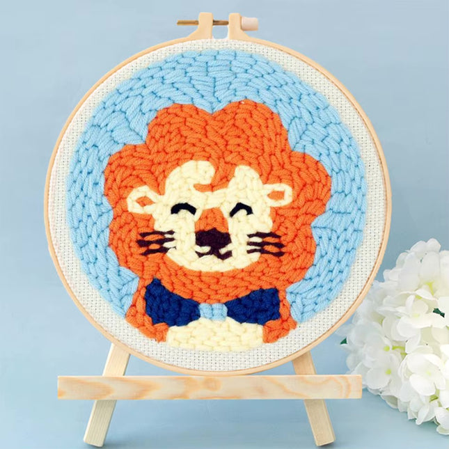 Animal Punch Needle Embroidery Set for Beginners Lovely Dog Punch Needle Poke DIY Needlework Wool Sewing Kit Home Decor