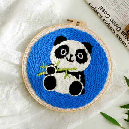 DIY Craft Punch Needle Embroidery Kits Rug for Starter Kits with Stamped Color Pattern Package Yarn and Embroidery Needle Pen