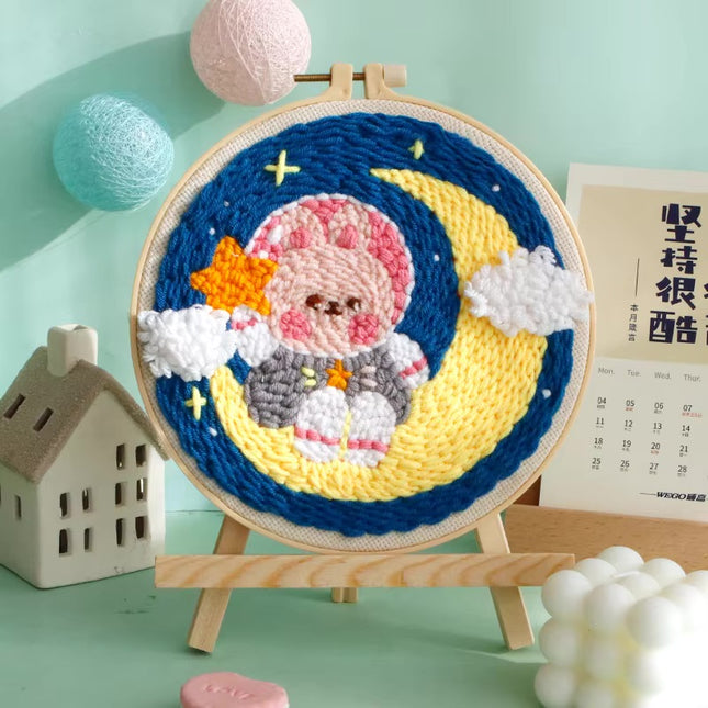 GATYZTORY punch embroidery needle set Cute astronaut crafts supplies adults punch needle package embroidery and creativity Knit