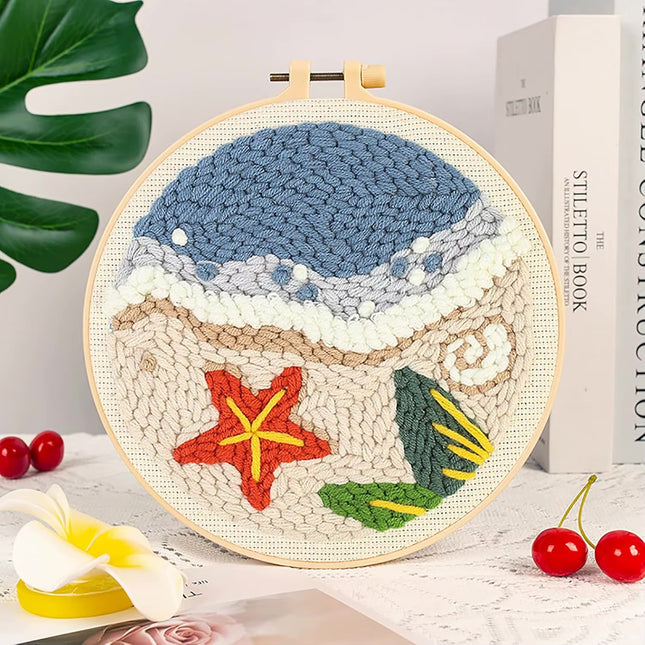 Landscape Pattern Punch Needle Embroidery Kit for Beginners Kids DIY Needlework Wool Work Decorative Paintings Home Decor