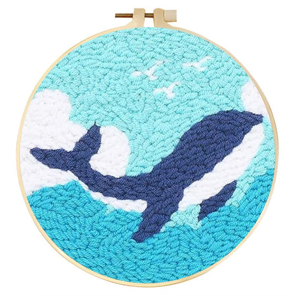 Punch Needle Kits for Beginners Adults Embroidery Punch Needle Starter Craft Tools Ocean Life Theme DIY Wall Art Gift for Women
