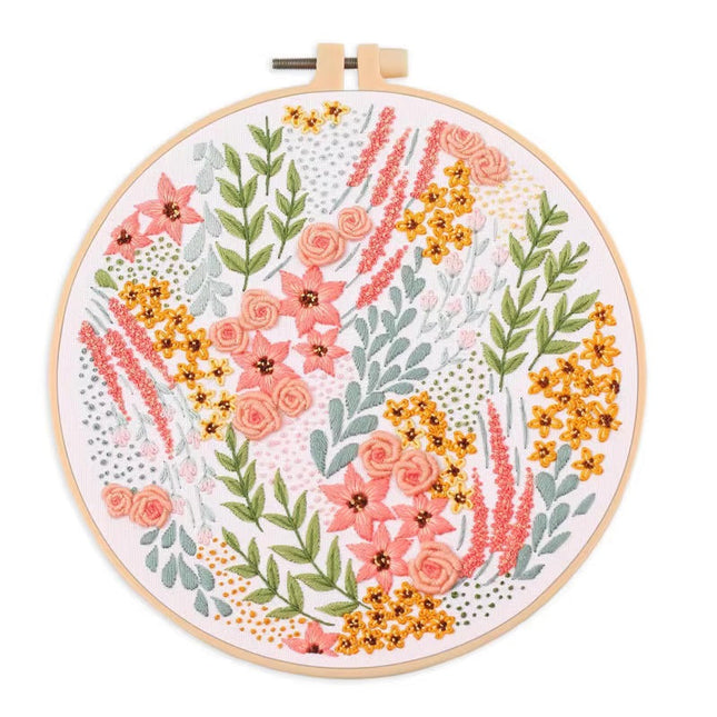 Embroidery Kit for Beginners and Embroidery Enthusiasts Includes Floral Landscape with Thread Needles DIY Stitching Art Needle