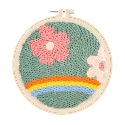 Embroidery Starter Kit Punch Needle Threader Fabric Embroidery Hoop Yarn Rug Punch Needle Pock Pen for Adults Kids Beginner
