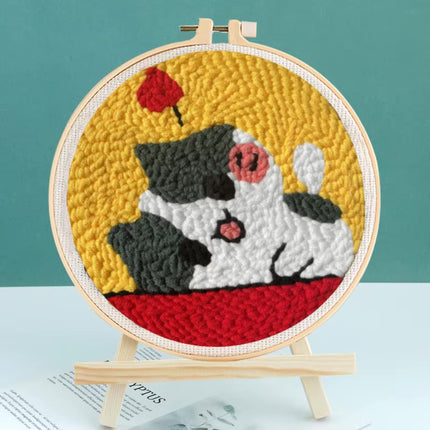 20x20cm Punch Needle Embroidery Starter Kits For Beginners Punch Needle Embroidery Hoops Flowers  Animals Picture Diy Crafts