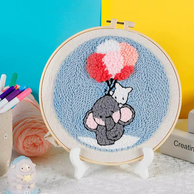 GATYZTORY punch needle embroidery set Cute animals Diy Crafts Sewing kit Embroidered patches Yarn Stitch embroidery and creativ