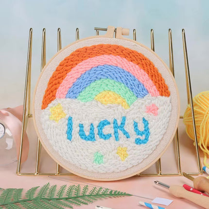 Simple Pattern Punch Needle Embroidery Kit for Beginners Kids DIY Needlework Wool Work Decorative Paintings Home Decor