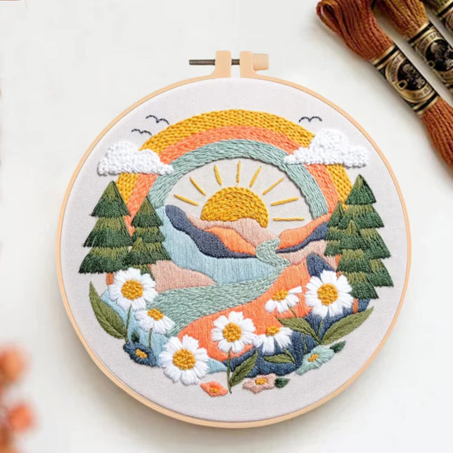 Animal Landscape Stitching Sewing Kit Included Hand Embroidery Kit For Adults Embroidery Kit Accessories & Hoop Gift