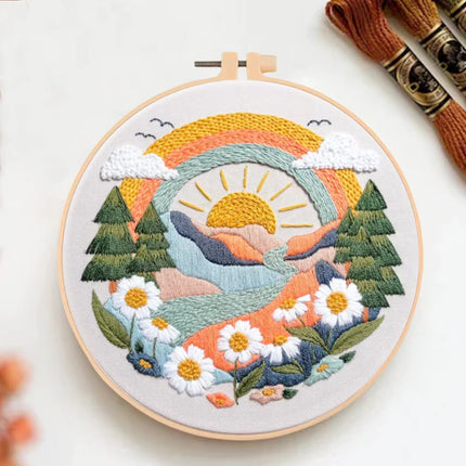 Animal Landscape Stitching Sewing Kit Included Hand Embroidery Kit For Adults Embroidery Kit Accessories & Hoop Gift