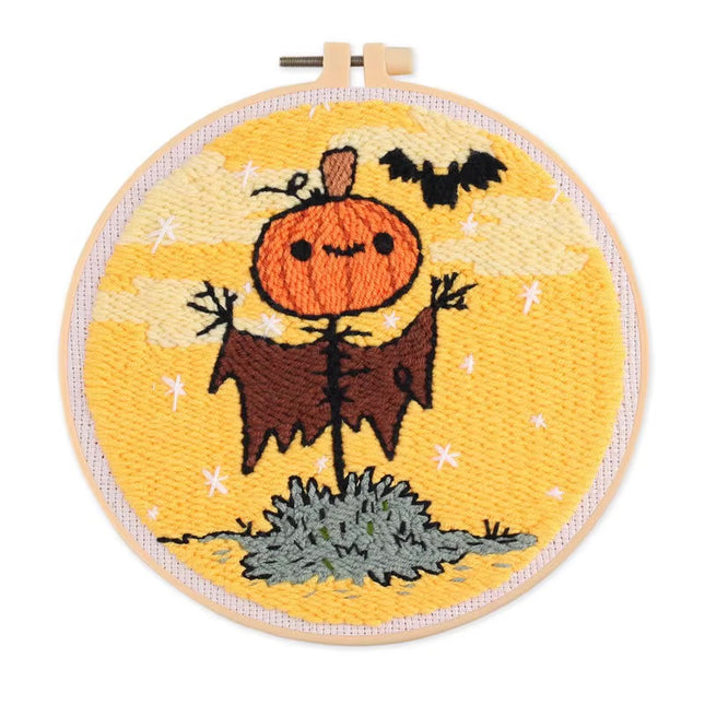 Halloween Holiday Gift Pattern Pumpkin Ghost Punch Needle Rug Punch Kit Ideal Craft Gift for Kids and Adults