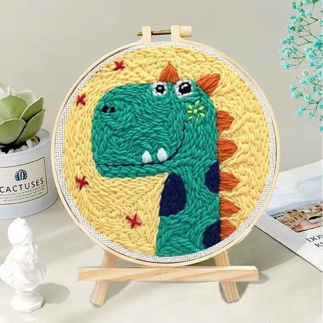 Magic Embroidery Needle Kit Animal Punch Needle Starter Set for Beginner Cartoon Rug Hooking Beginner Kit DIY Craft Rug x