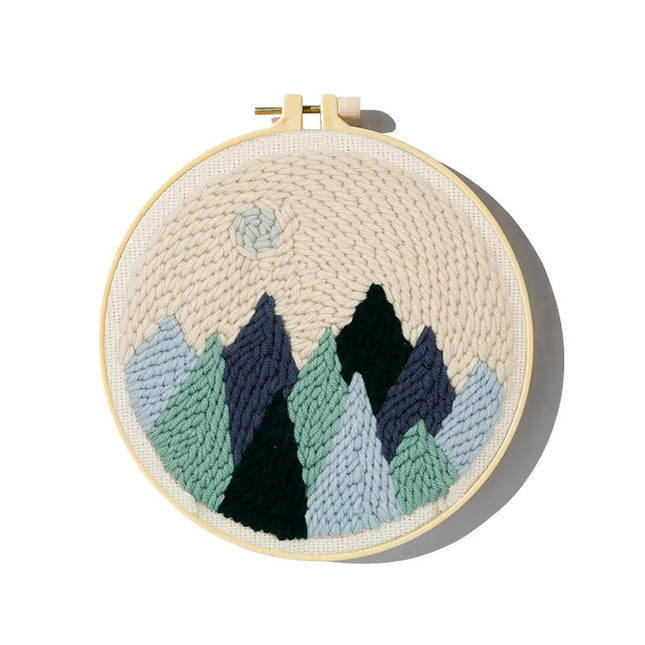 Mountains Scenery Punch Needle Embroidery Kit with Yarn for Beginners DIY Needlework Wool Work Decorative Paintings Home Decor
