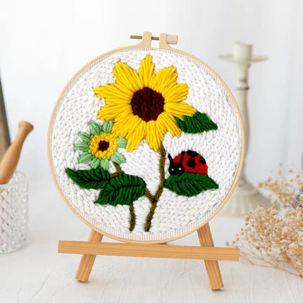 Sunflower Embroidery StarterKit Magic Punch Needle For Home Decoration European Style Instructions Cross Stitch Set With Hoops