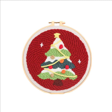Cotton Embroidered Fabric Punch Needle Embroidery Kit Christmas Collection Easy DIY Play Punch Needle Kits Coarse Wool