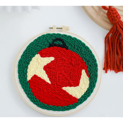 Easy DIY Craft Punch Needle Embroidery Kits with Stamped Color Pattern Package Instruction,Yarn and Adjustable Pen Christmas