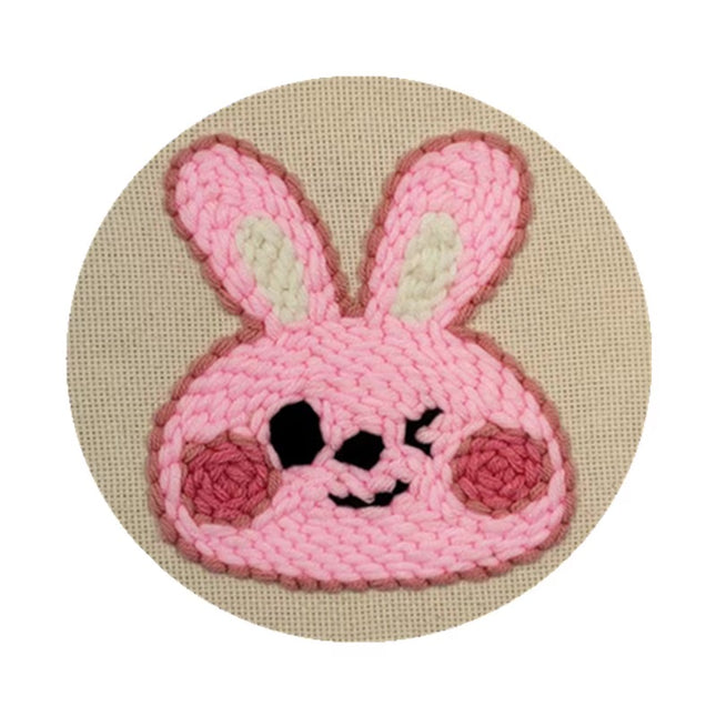Cute Cartoon Animal Punch Needle Embroidery Kit for Beginners Soft Yarn Needlework Embroidery Set Home Decor