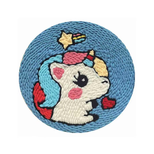 Cartoon Unicorn Dolphin Embroidery Patterns Punch Needle Kits Soft Yarn Needlework DIY Craft Kit