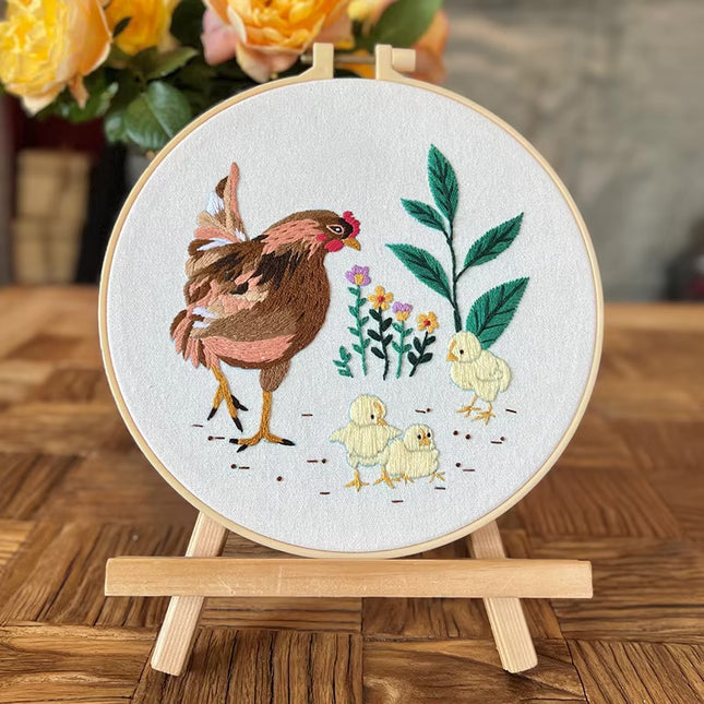 Big Rooster Embroidery Kit with CN/EN Instructions,Needles,Thread, Stamped Coth for DIY Craft Gift
