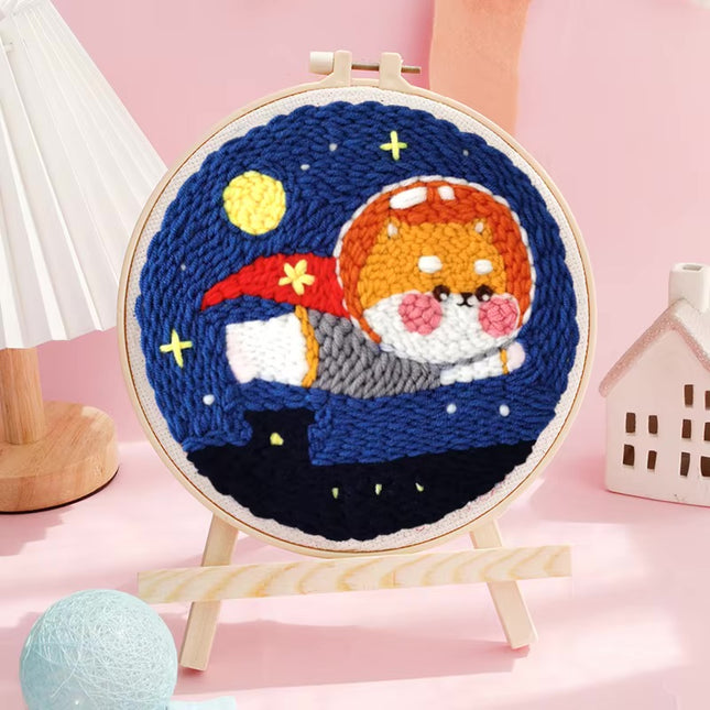 GATYZTORY punch embroidery needle set Cute astronaut crafts supplies adults punch needle package embroidery and creativity Knit