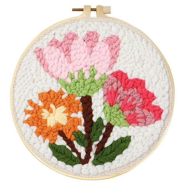 SDOYUNO Diy Punch Needle Embroidery Starter Kits For Beginner Flower Handicrafts Arts Poking Embroidery Yarn Painting Crafts