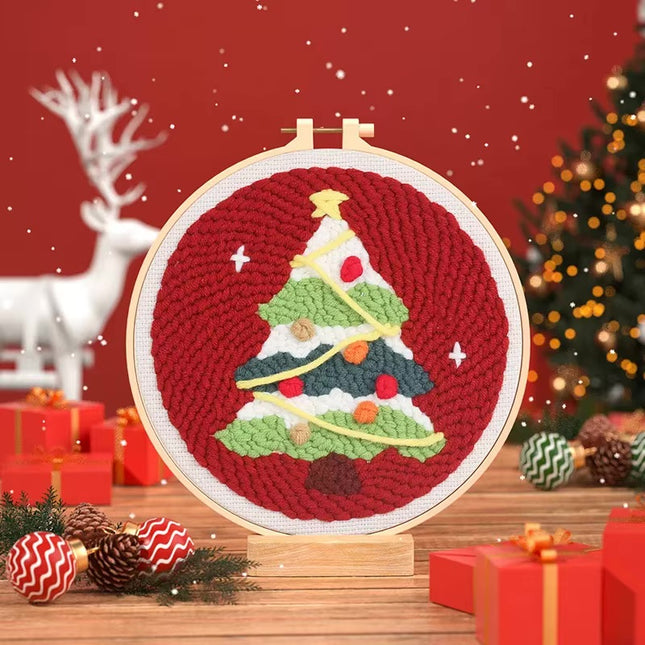 Punch Needle Embroidery Starter Kits For Adults Beginners Punch Needle Fabric Yarns Embroidery Hoops Diy Crafts Home Decor Gift
