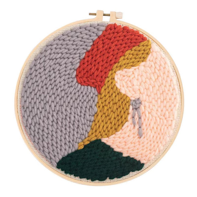 Embroidery Starter Kit Punch Needle Threader Fabric Embroidery Hoop Yarn Rug Punch Needle Pock Pen for Adults Kids Beginner
