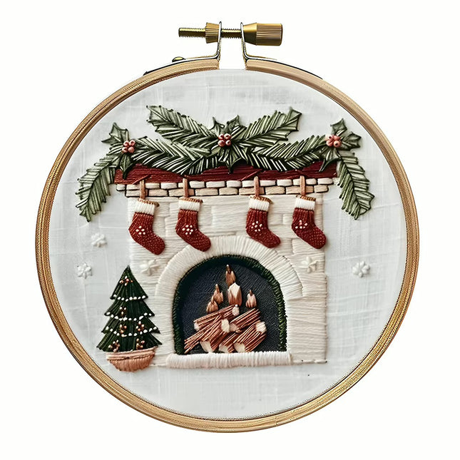 Christmas Cross Stitch Embroidery Kit Includes Embroidery Hoop Embroidery Cloth Threads DIY Embroidery Kit for Beginners Adults