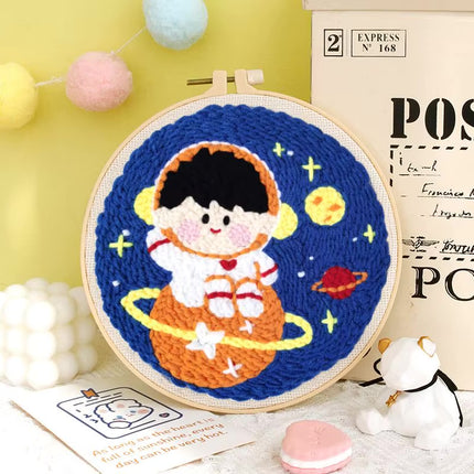 Diy Punch Needle Kit Planet Animals Crafts For Beginner Needle Embroidery Starter Kits For Diy Cross Stitch Home Decor
