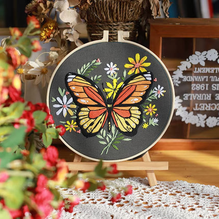 Butterfly Broidery Kit with flower Embroidery Kit for Beginners Needles Enough Embroidery Thread