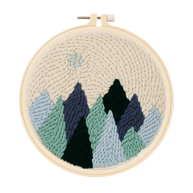 Embroidery Starter Kit Punch Needle Threader Fabric Embroidery Hoop Yarn Rug Punch Needle Pock Pen for Adults Kids Beginner
