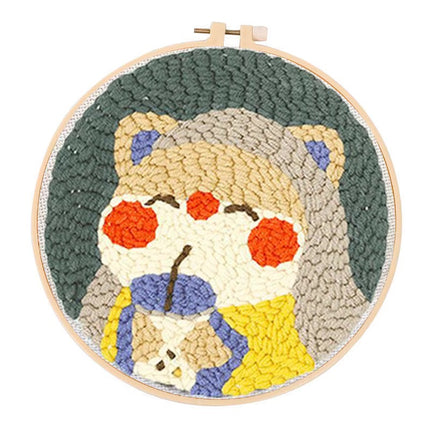 Embroidery Starter Kit Punch Needle Threader Fabric Embroidery Hoop Yarn Rug Punch Needle Pock Pen for Adults Kids Beginner