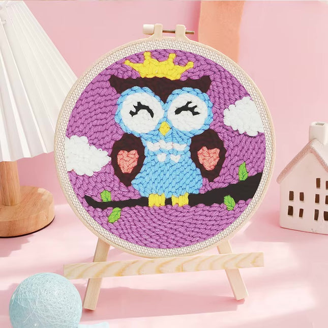 Punch Needle Paintings For Adult Embroidery Kit with Yarn DIY Needlework Animals Pattern Needlecraft For Beginner Funny Gift