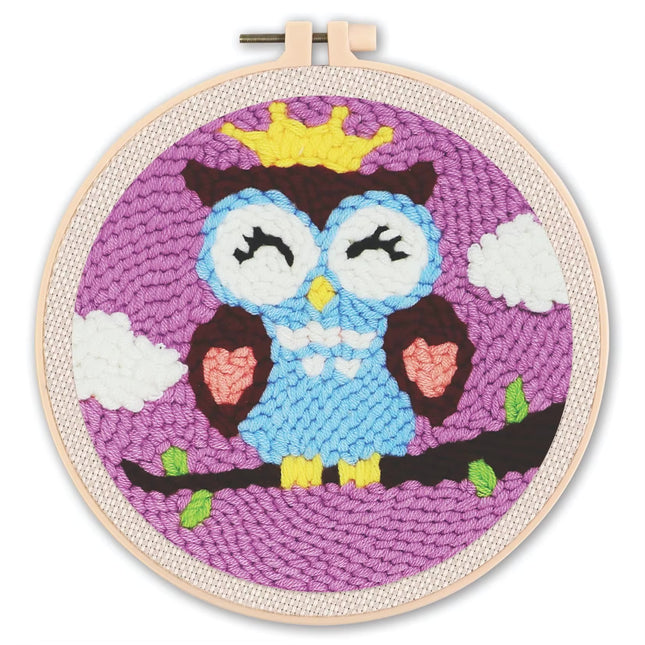 DIY Punch Needle Kit with Cow Penguin Animal Pattern with Yarn Threader Tools Funny Punch Needle Embroidery Kits Needlework DIY