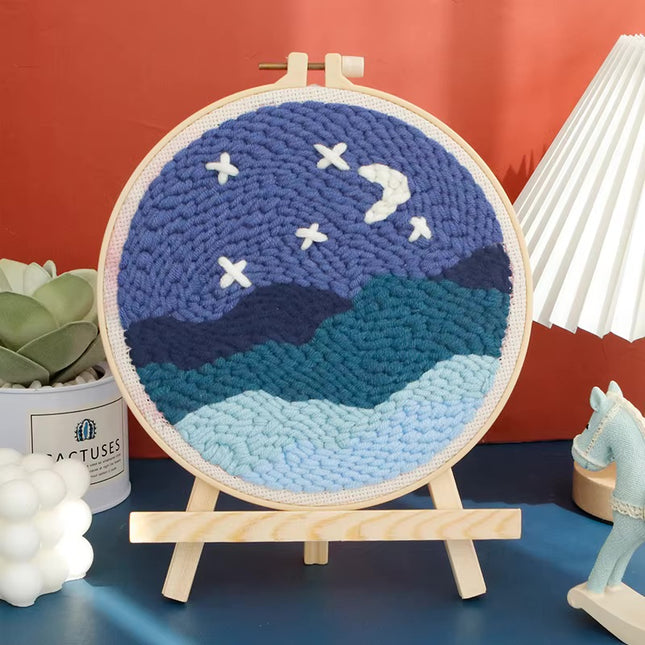 RUOPOTY Flowers Diy Punch Needle Embroidery Starter Kits Crafts Poking Embroidery Painting Hoop Yarn Rug For Home Decor 20x20cm
