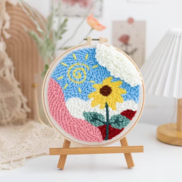 GATYZTORY punch needle embroidery kits Fresh scenery embroidered kit Cross stitch kits Embroidery frame Art and crafts with need