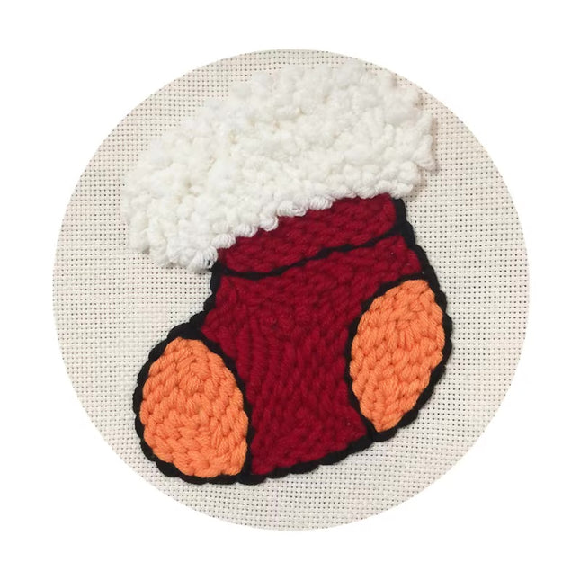 Xmas Punch Needle Embroidery Kit with Yarn for Beginners DIY Needlework Wool Work for Christmas Gift Home Decor