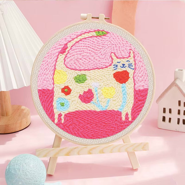Punch Needle Paintings For Adult Embroidery Kit with Yarn DIY Needlework Animals Pattern Needlecraft For Beginner Funny Gift