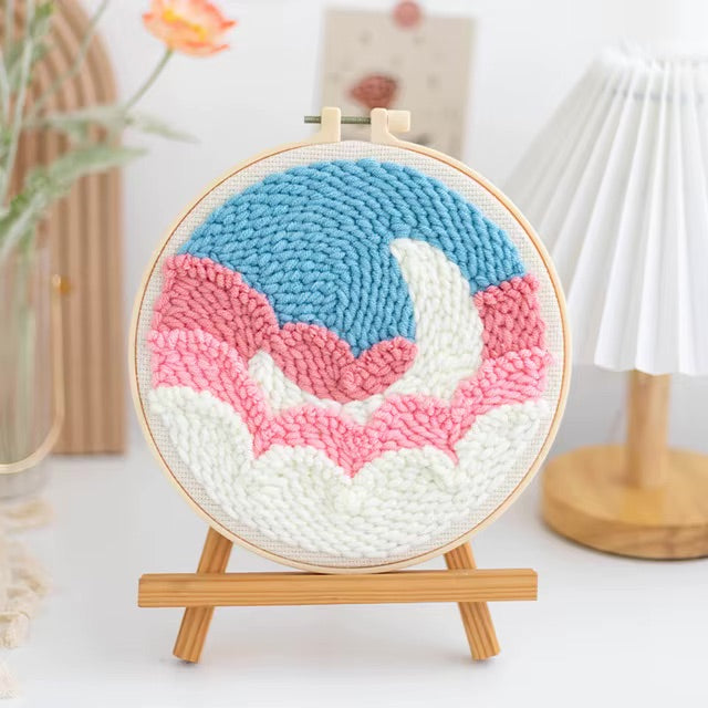 GATYZTORY punch needle embroidery kits Fresh scenery embroidered kit Cross stitch kits Embroidery frame Art and crafts with need