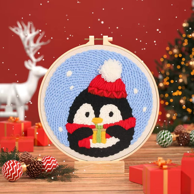 Christmas Tree punch needle embroidery Santa Claus Package Embroidery Punch Needle Kit Handmade Sewing Diy Embroidery Poke