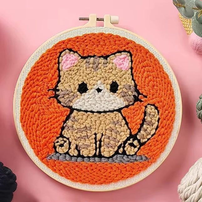 Funny Diy Punch Needle Embroidery Starter Kits For Beginner Adult Animal Handicrafts Poking Embroidery Yarn Painting Arts
