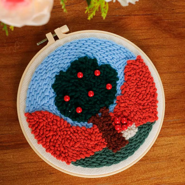 DIY Punch Needle Kits for Beginners Cute Animal with Hoop Embroidery Punch Needle Tool for Art Crafts Handmade Cross stitch kits